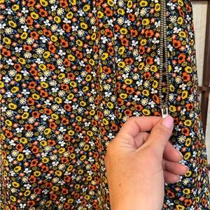 Le Lis Black Floral Skirt with Orange, Yellow & Blue Daisies